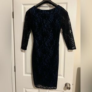 Moda International Black and Blue Lace Dress((excellent condition))